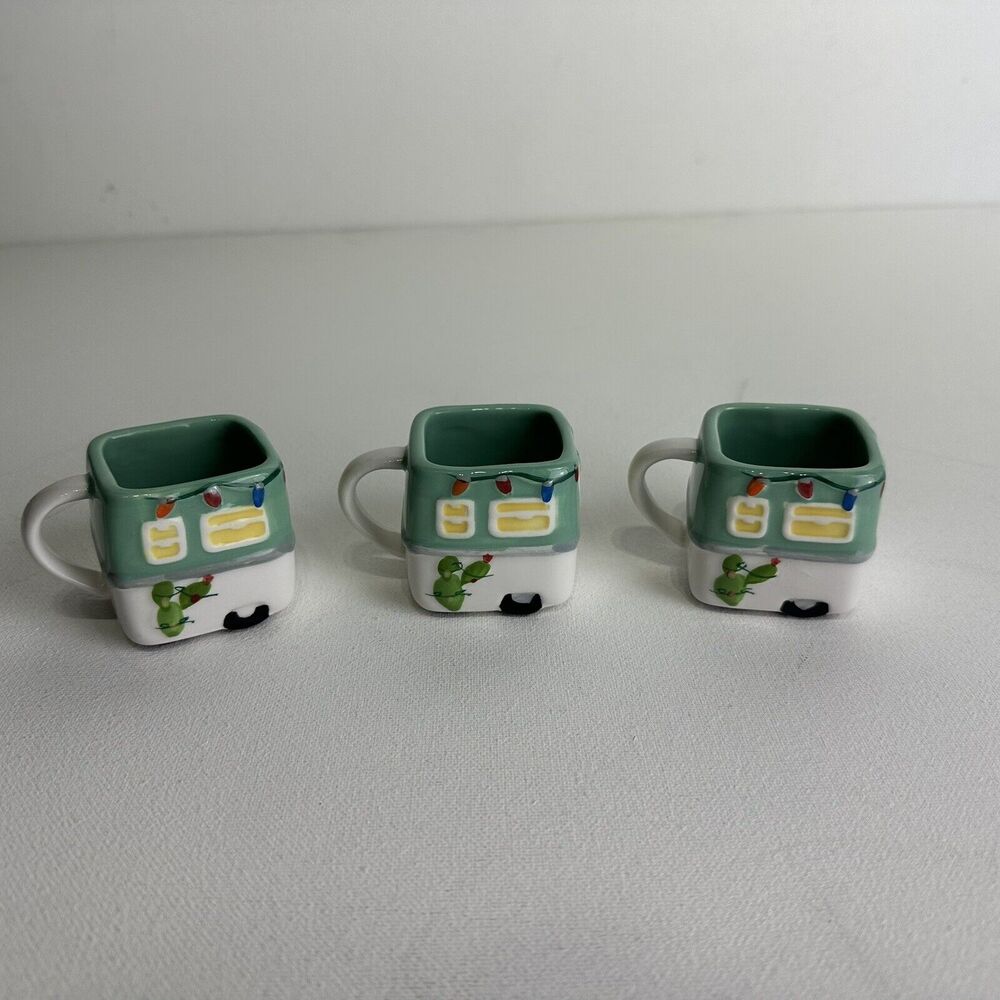TAG RV Camper Mini Mugs 2” Tall 2 oz Ceramic Set Of 3